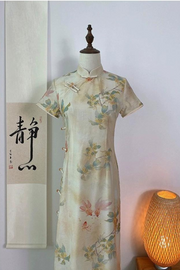 Hong Jinli 红锦鲤 Red Koi Vintage Inspired Plus Size Short Sleeve Qipao