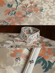 Rui 蕊 1920s Cherry Blossom Jacquard Bell Sleeve Qipao