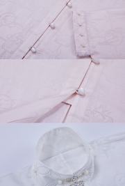 Man Man 慢慢 Modernized Ming Dynasty Mulberry Silk Liling Duanshan Standing Collar Top