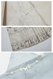 Meng Jing 梦境 Dreamscapes Modernized Late Ming Standing Collar Changshan Bijia & Mamian Set