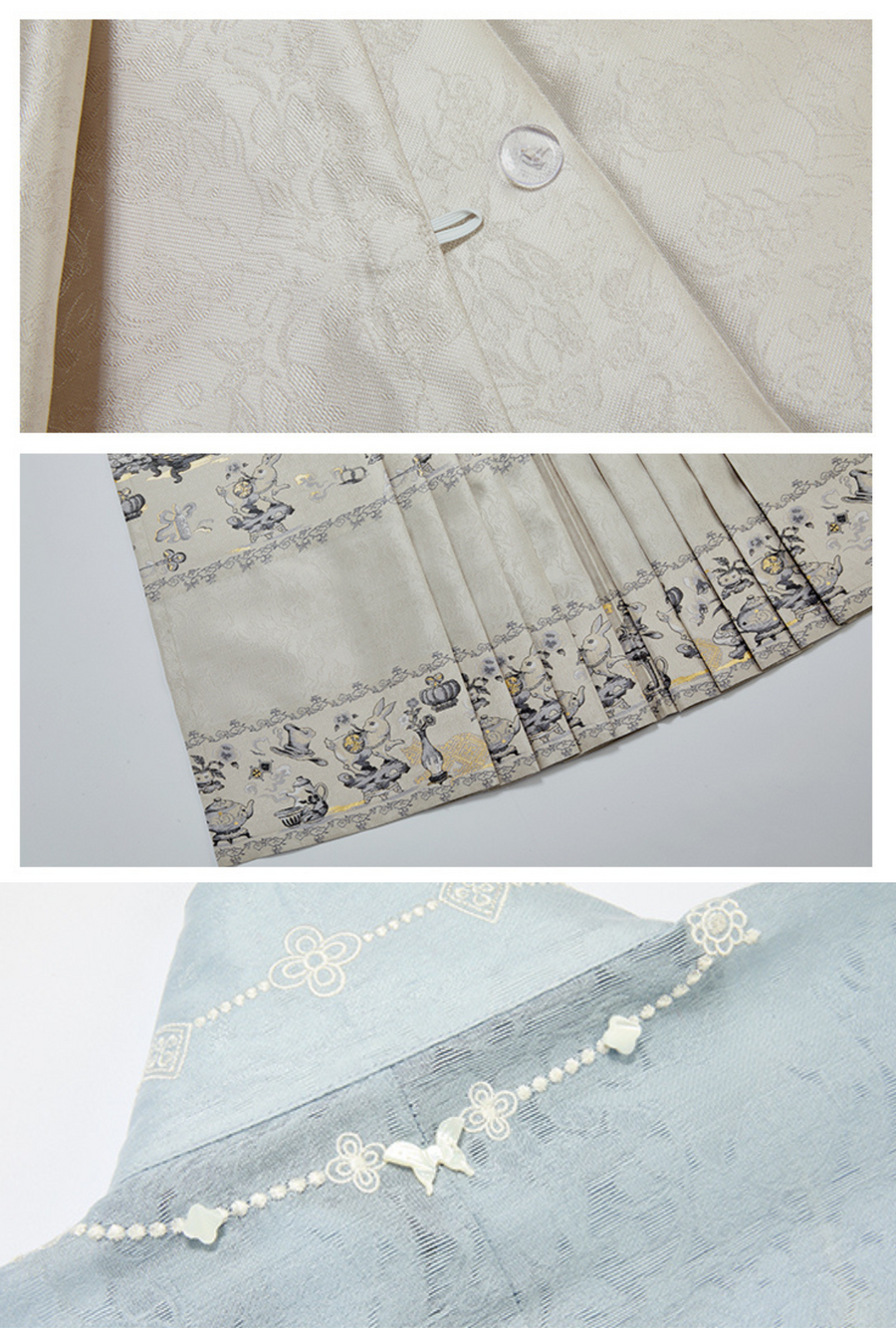 Meng Jing 梦境 Dreamscapes Modernized Late Ming Standing Collar Changshan Bijia & Mamian Set