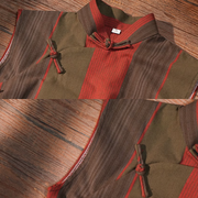 Waitan 外滩 The Bund Republic of China Striped Cotton & Linen Sleeveless Qipao
