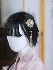 Bao Xianghua 宝相花 Auspicious Flower New Chinese Style Pearl Tassel Hair Clips