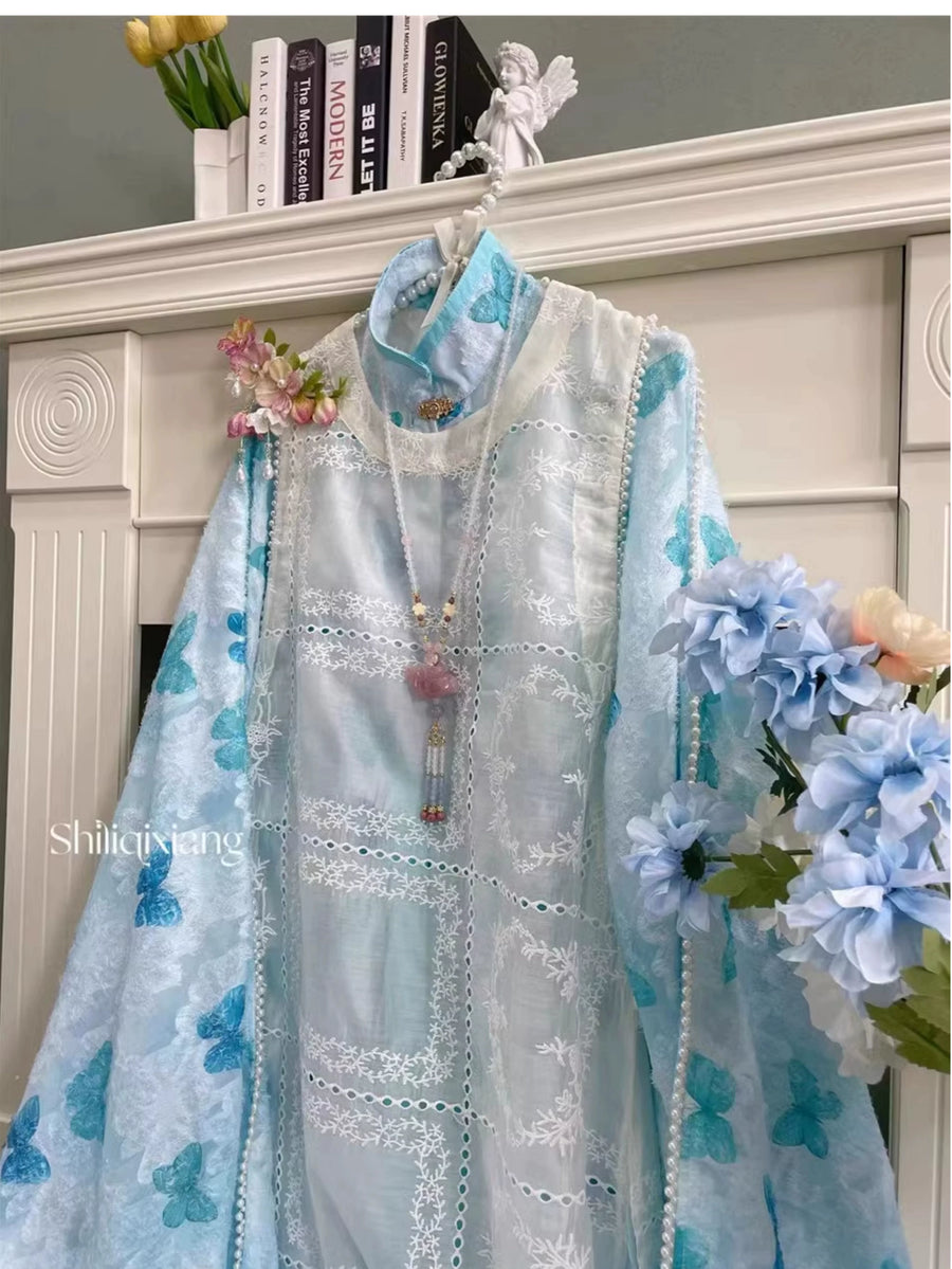 Ye Can 野餐 Picnic Modernized Ming Dynasty Lace Liling Duijin Shirt & Bijia Vest