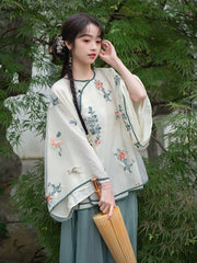 Qing Huai 情怀 Soft Feelings Qing Dynasty New Chinese Style Embroidered Top & Trouser Set