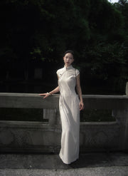 Wu Jian 无间 Without Separation Modernized Tassels Linen Blend Cap Sleeve Qipao