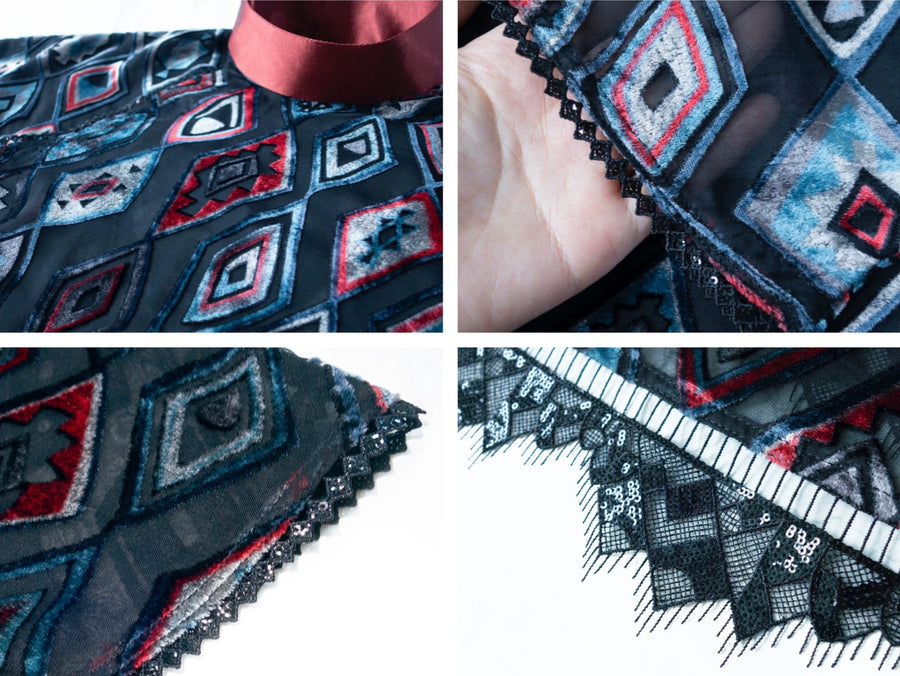 Gatsby 盖茨比 1920s Sheer Velvet Bottle Neck Qipao