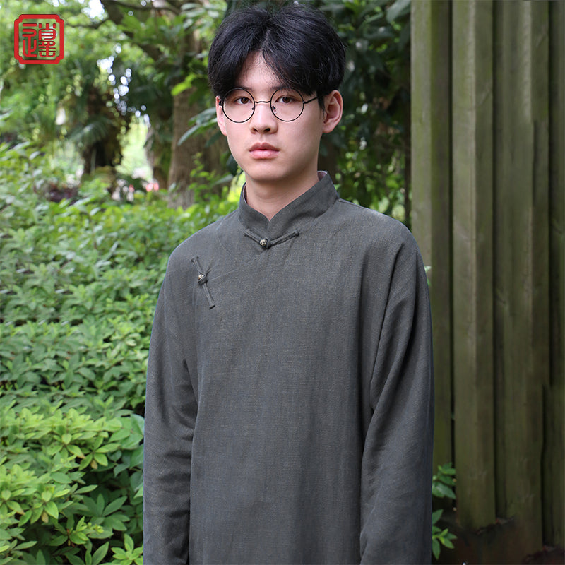 Xu Beihong 徐悲鸿 1920s Republic of China Men's Linen Changpao Mandarin Collar Robe