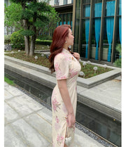 Xiari Meigui 夏日玫瑰 Rosy Summer Plus Size Modernized Classic Floral Print Qipao