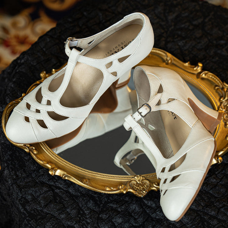 Chou Hu 绸湖 Satin Lakes 1930s Satin Criss Cross T-Strap Mary Janes