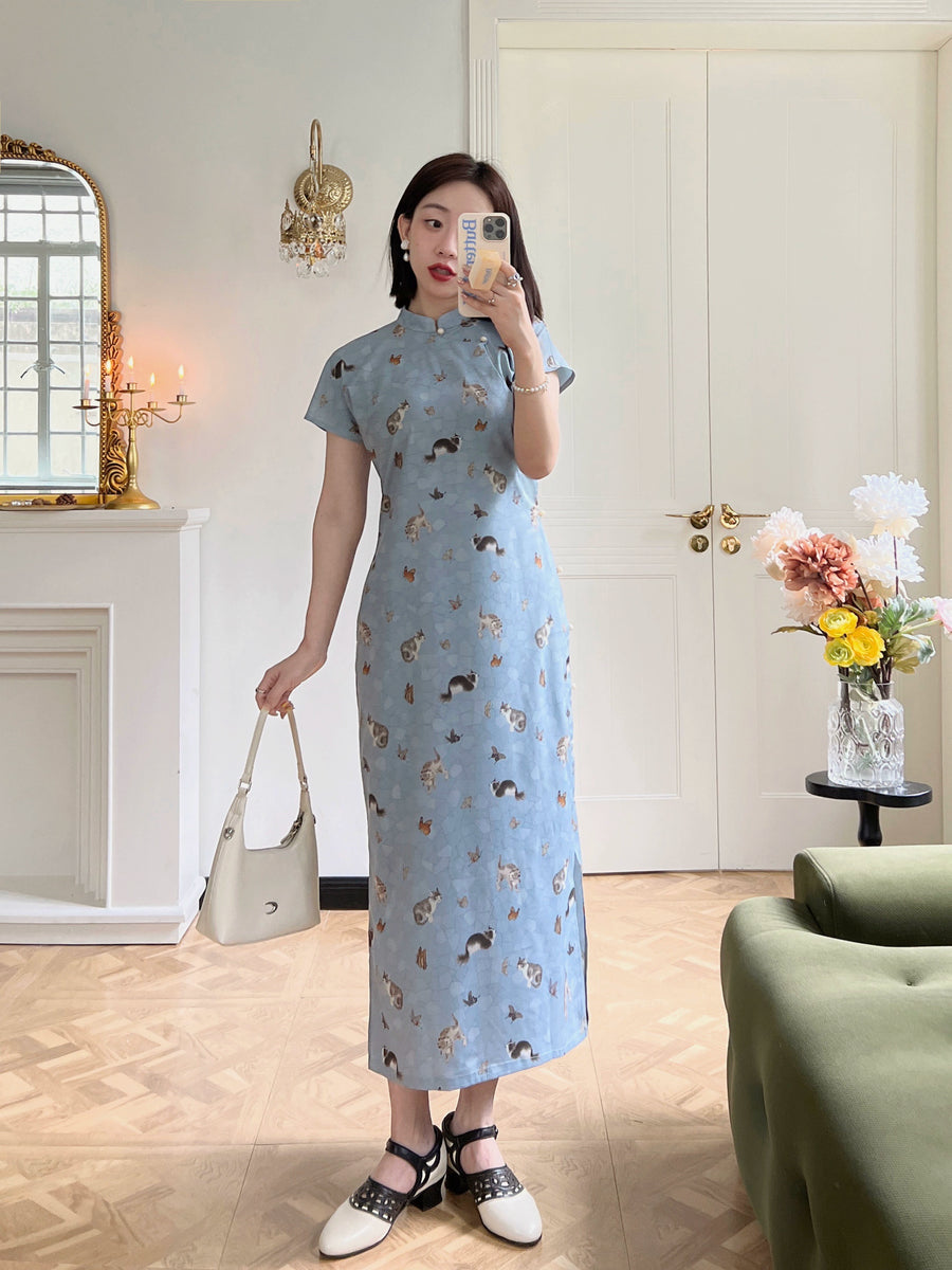 Limao Xidie 狸猫戏蝶 Kitty & Butterfly Modernized Qipao