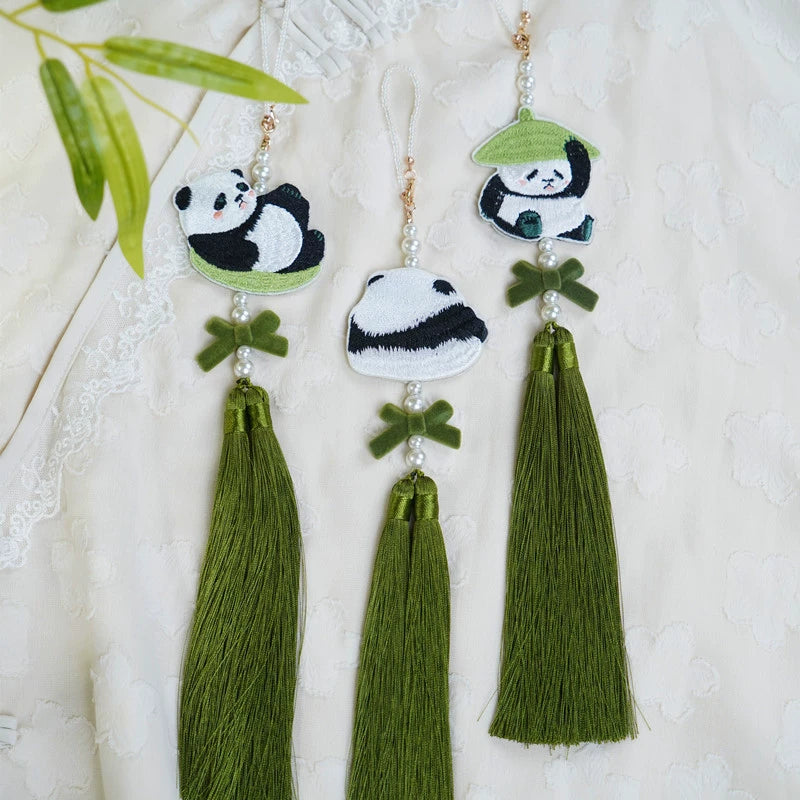 Xiong Mao 熊猫 Lazy Panda Double Sided Embroidered Charm