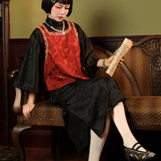 Xiao Chongshan 小重山 Layered Mountains 1920s Daily Floral Jacquard Bell Sleeve Qipao
