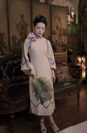 Folding Thoughts 折叠心事 1920s Wool Bottle Neck Qipao