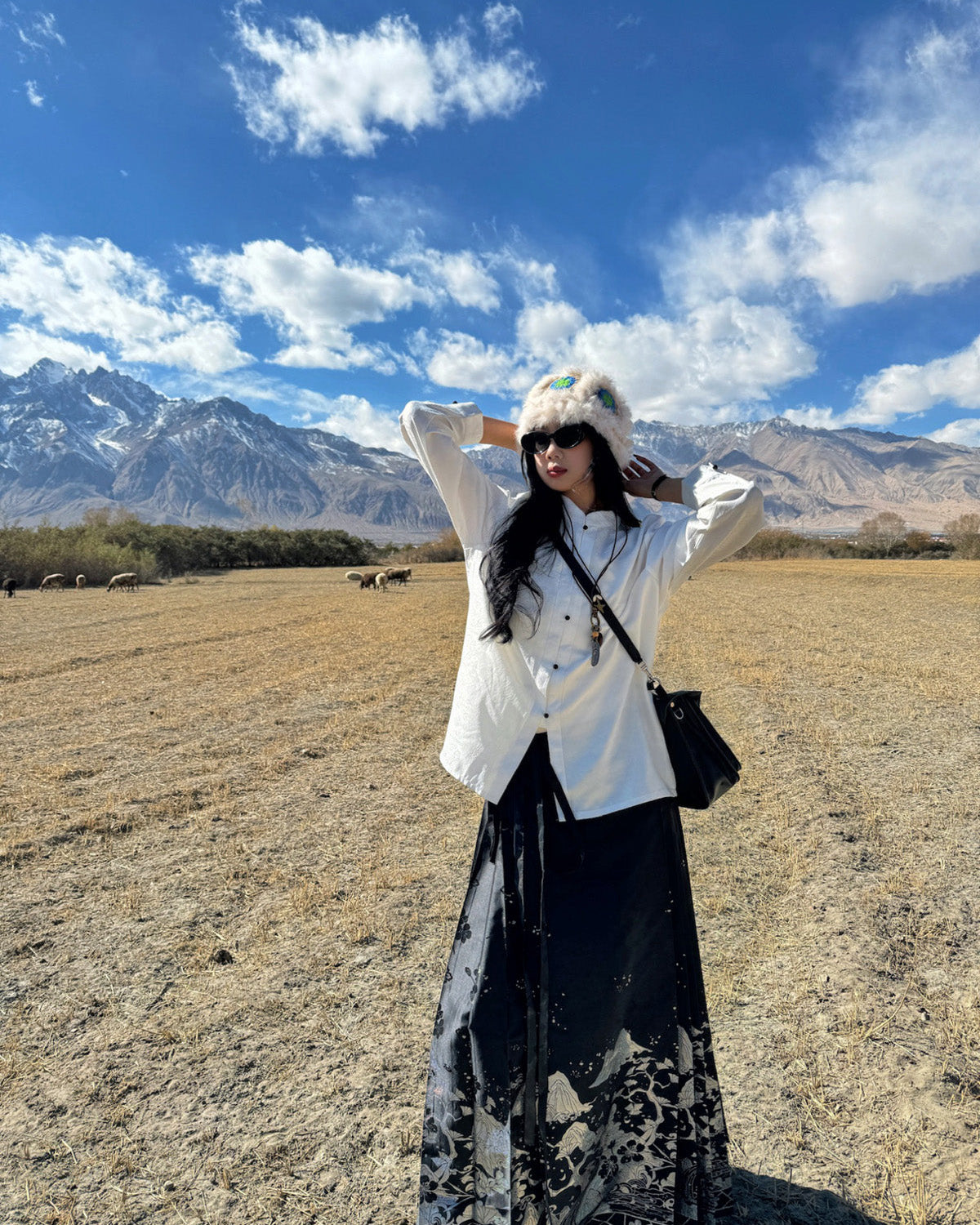 Jiang Ye 将夜 Night Clouds Modernized Hanfu Standing Collar Satin Top