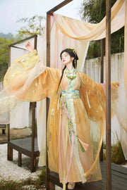 Qi Guang 齐光 Rising Light Fantasy Han Dynasty Golden Zhiju Straight Hem Robe