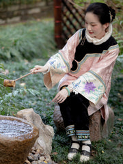 (Presale) Fuguang Xiying 浮光曦影 Floating Shadows 1910s Arrow Leg Brocade Trim Mid Waist Pants