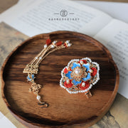 Bao Xianghua 宝相花 Auspicious Flower New Chinese Style Pearl Tassel Hair Clips