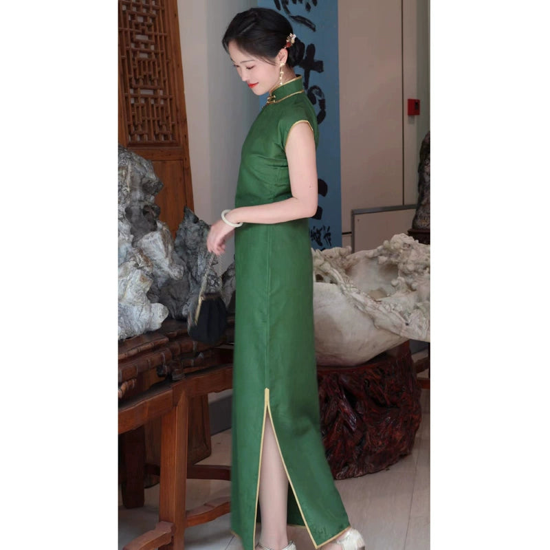 Tuotuo 妥妥 1940s Deer Imprint Summer Cap Sleeve Qipao