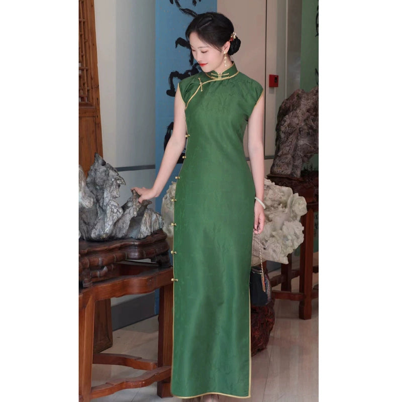 Tuotuo 妥妥 1940s Deer Imprint Summer Cap Sleeve Qipao