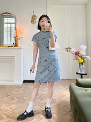 Limao Xidie 狸猫戏蝶 Kitty & Butterfly Modernized Qipao
