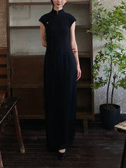Wu Jian 无间 Without Separation Modernized Tassels Linen Blend Cap Sleeve Qipao