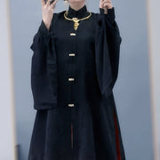 Li Luo 梨落 Pear Blossom Ming Dynasty Plus Size Pifeng Faux Fur Coat & Changshan Long Top Set