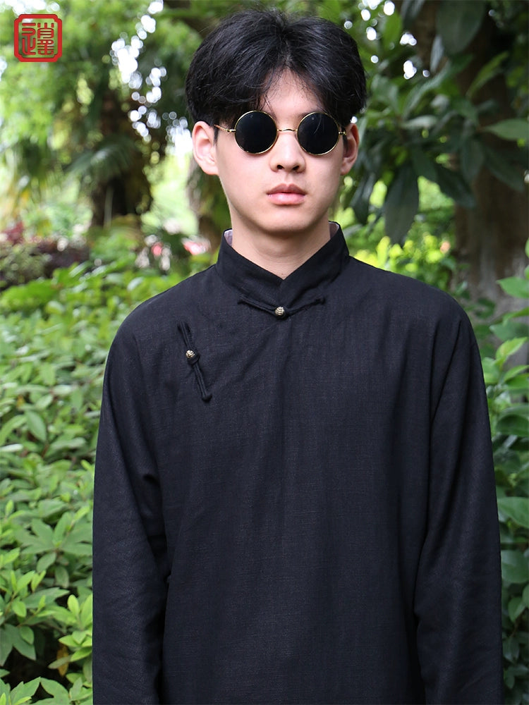 Xu Beihong 徐悲鸿 1920s Republic of China Men's Linen Changpao Mandarin Collar Robe