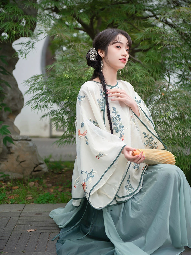 Qing Huai 情怀 Soft Feelings Qing Dynasty New Chinese Style Embroidered Top & Trouser Set