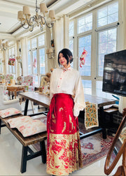 Jing Jiu 敬酒 Toast to the Bride Ming Dynasty Plus Size Cloud Collar & Mamian Skirt