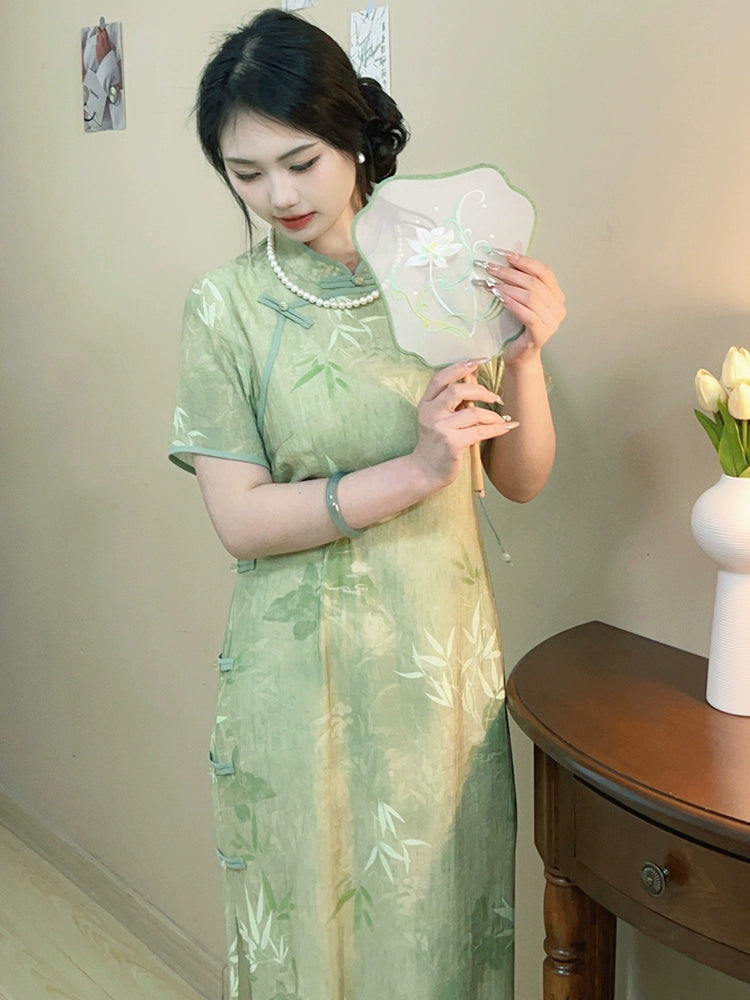 Ya Feng 雅风 Graceful Wind Plus Size Vintage Inspired Bamboo Parallel Panel Qipao