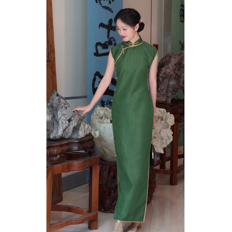 Tuotuo 妥妥 1940s Deer Imprint Summer Cap Sleeve Qipao