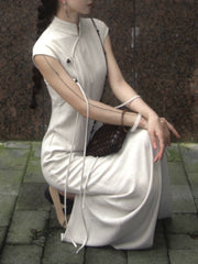 Wu Jian 无间 Without Separation Modernized Tassels Linen Blend Cap Sleeve Qipao