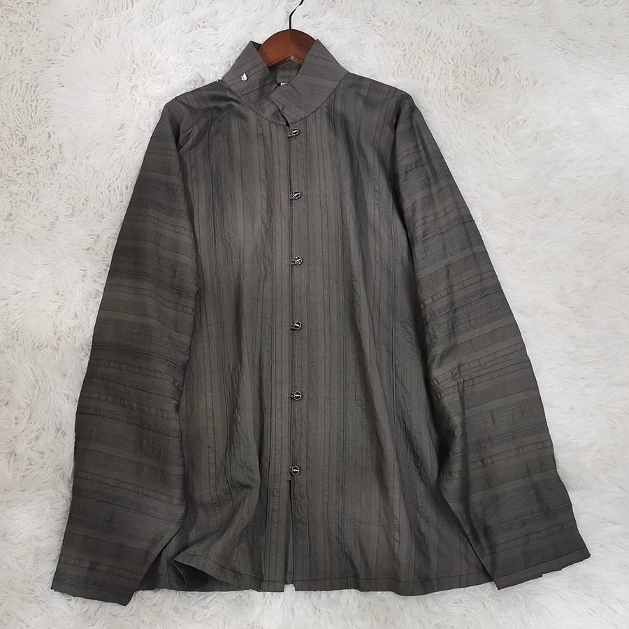 Old Wine 古酒 Modernized Ming Dynasty Men's Liling Duijin Shan Daily Standing Collar Top