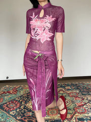 Shi Liu 湿露 Humidity New Chinese Style Double Sided Short Sleeve Qipao Top