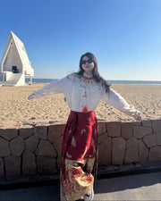 Jing Jiu 敬酒 Toast to the Bride Ming Dynasty Plus Size Cloud Collar & Mamian Skirt