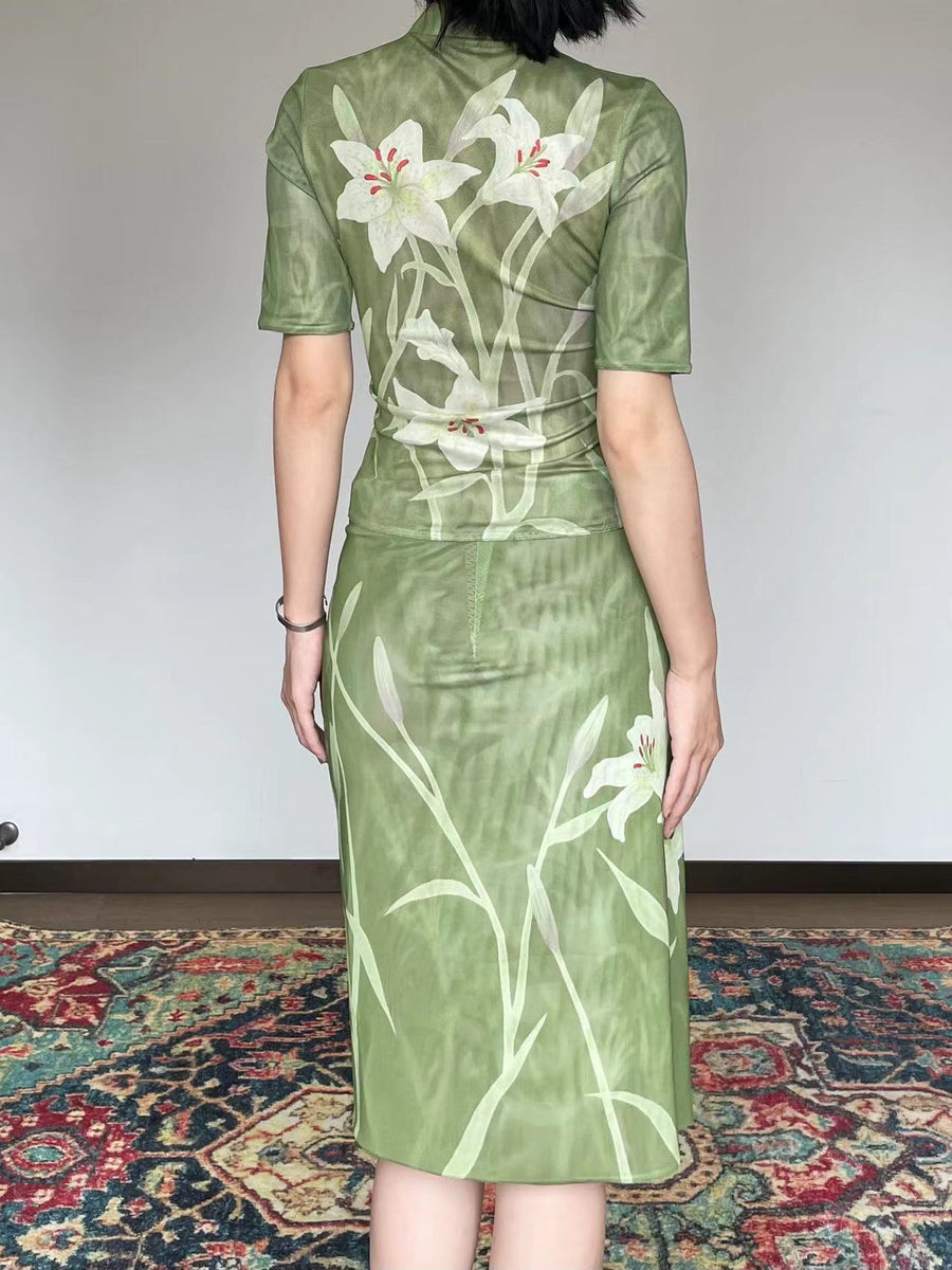 Shi Liu 湿露 Humidity New Chinese Style Double Sided Short Sleeve Qipao Top