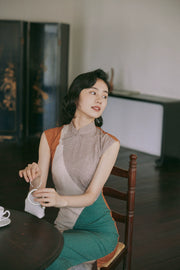 Molan Di 莫兰迪 Morandi Abstract Midcentury Daily Cap Sleeve Qipao