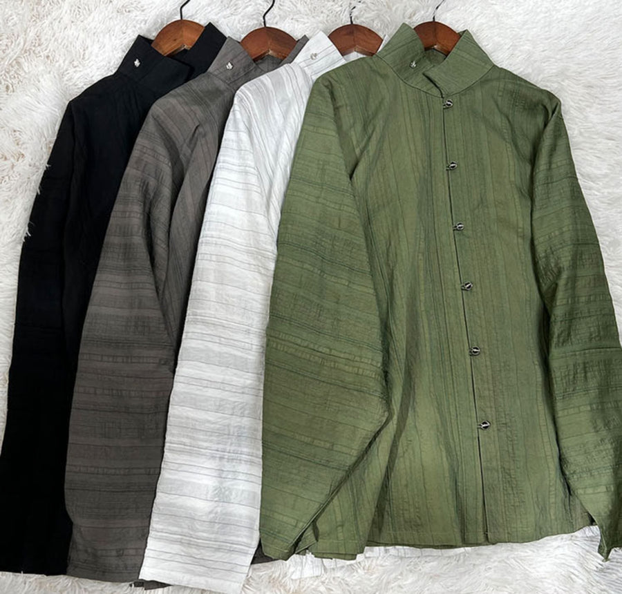 Old Wine 古酒 Modernized Ming Dynasty Men's Liling Duijin Shan Daily Standing Collar Top