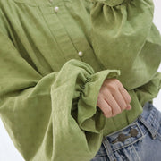 Touqi 透气 Lantern Sleeve Modernized Ming Round Collar Shirt