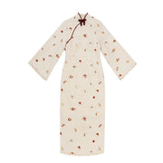 Tian Jiu 甜酒 Sweet Wine Modern Brocade Fleece Lined Long Sleeve Qipao & Fur Bijia Vest Set