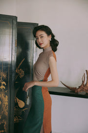 Molan Di 莫兰迪 Morandi Abstract Midcentury Daily Cap Sleeve Qipao