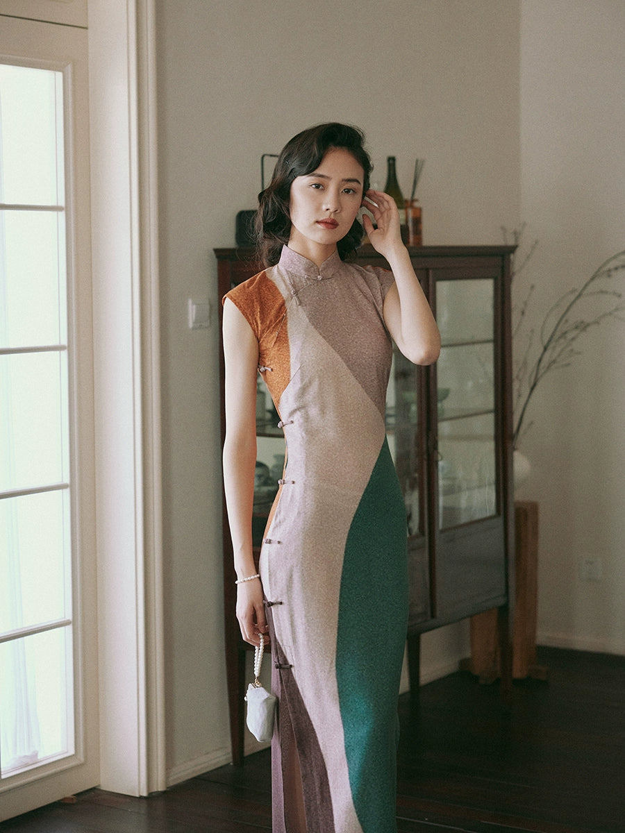 Molan Di 莫兰迪 Morandi Abstract Midcentury Daily Cap Sleeve Qipao