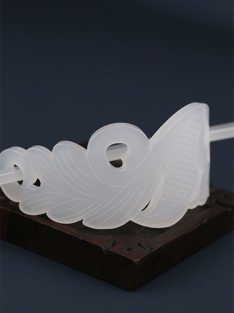 Bai Yu 白玉 White Jade Imitation Han Dynasty Unisex Crown & Hairstick Set
