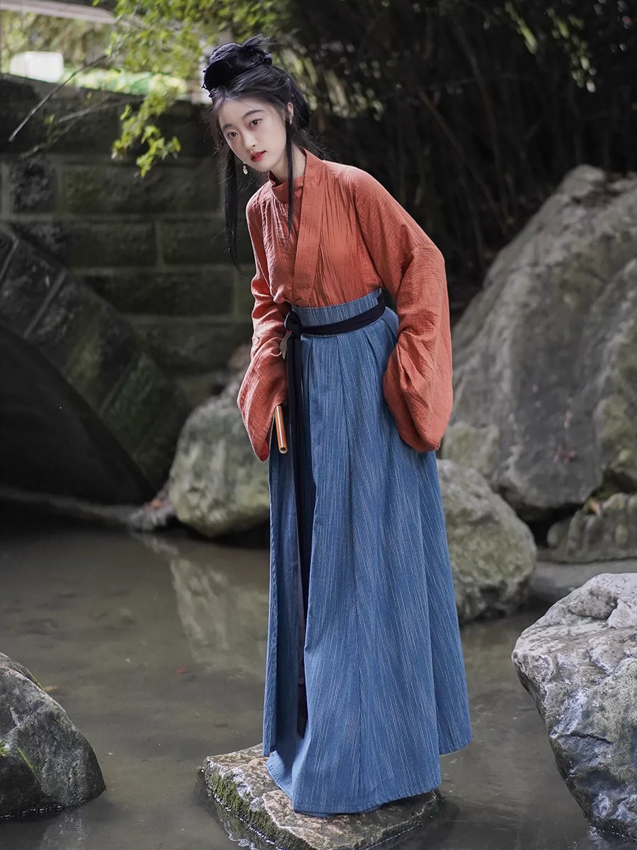 Xishan Wai 西山外 Beyond Mountains Modernized Wei Jin Cotton Unisex Ruqun Set