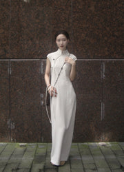 Wu Jian 无间 Without Separation Modernized Tassels Linen Blend Cap Sleeve Qipao