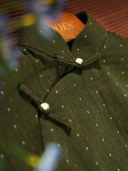 Suya 素雅 Simple Elegance Republic of China Dotted Stripes Pure Cotton Short Sleeve Qipao