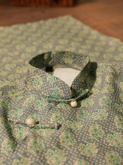 Lüsün 芦笋 Asparagus Republic of China Jacquard Cotton Short Sleeve Qipao