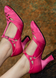 Chou Hu 绸湖 Satin Lakes 1930s Satin Criss Cross T-Strap Mary Janes