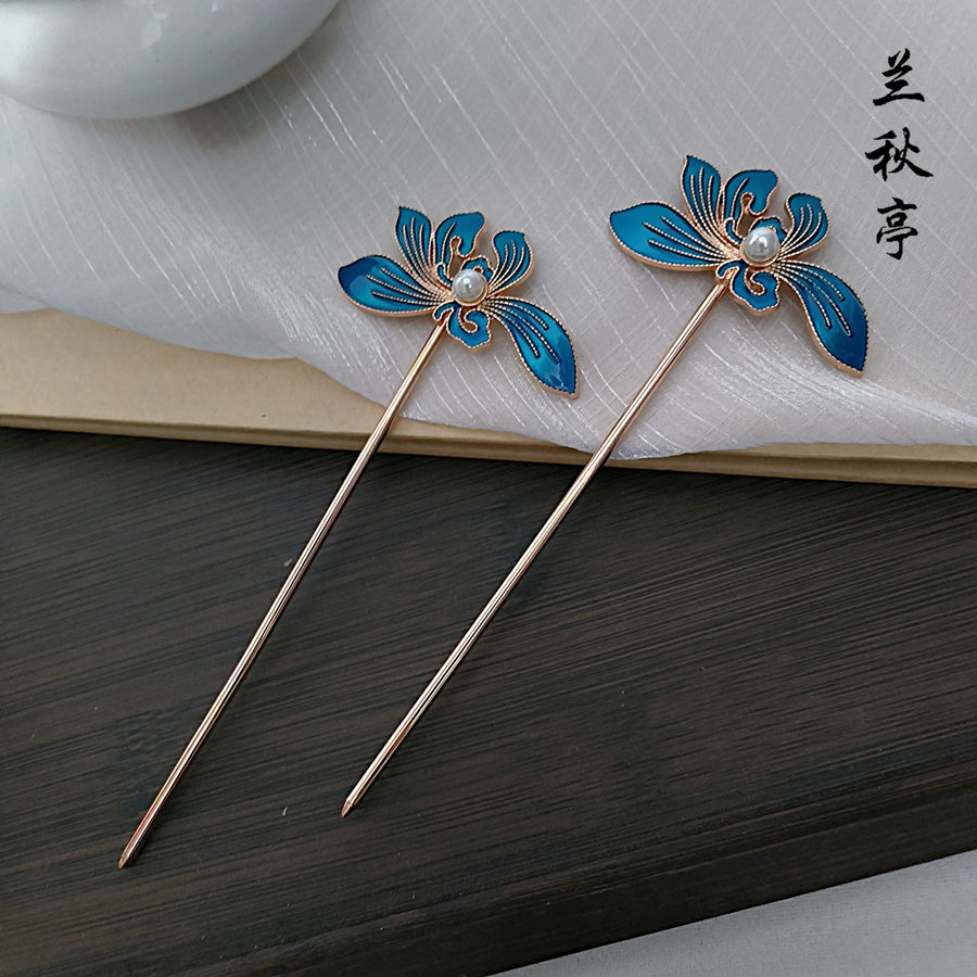 Shao Lan 烧蓝 Burnt Blue Various Ming Dynasty Turquoise Flower Hairpins